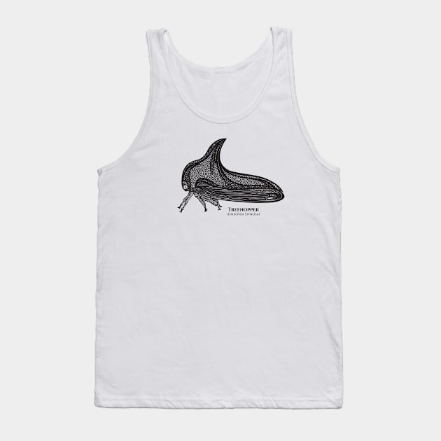 Treehopper with Common and Latin Names - on white Tank Top by Green Paladin